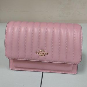 Coach C4462 Linear Quilting  Foldover Belt Bag Shoulder Bag - True Pink